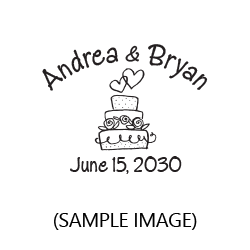 Border this adorable wedding cake design with your wedding names and date on 4 mount options. Hand stamp requires ink pad, not included. Free shipping over $60!