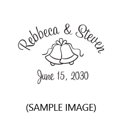 Add a lovely touch to your personalized name and date stamp with this wedding bell design in one of 11 ink colors! Orders over $45 ship free.