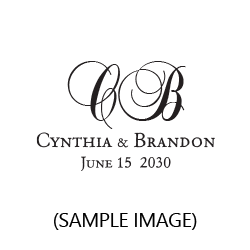 This curly elegant script monogram stamp can be customized with your wedding names, initials and date in one of 11 ink colors! Orders over $45 ship free.