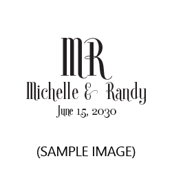 This wedding stamp comes in 4 mount options and is comprised of your names, initials and date in a tall elegant font! Orders over $75 ship free.