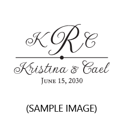 Personalize this script font wedding stamp w/ your initials, names & date on 4 mount options. Hand stamp requires ink pad, not included. Free shipping over $60!
