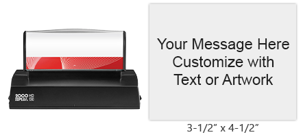 Order this quick drying 3-1/2" x 4-1/2" stamp with 20 lines of text/artwork in one of 3 ink colors! Impressions are long-lasting. Orders over $45 ship free!