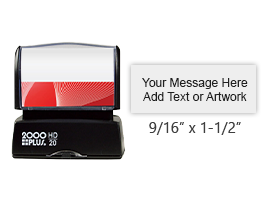 Personalize this 9/16" x 1-1/2" quick drying stamp with 3 lines of text or artwork in one of 3 ink colors! Impressions last long. Orders over $45 ship free!