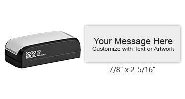 Create a 7/8" x 2-5/16" quick drying stamp with 5 lines of your text or artwork in one of 3 ink colors! Long-lasting impressions. Orders over $45 ship free!