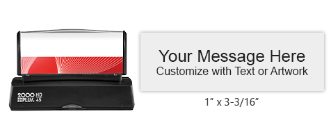 Customize your 1" x 3-3/16" quick drying stamp with artwork and 6 lines of text in one of 3 ink colors! Long-lasting impressions. Orders over $45 ship free!