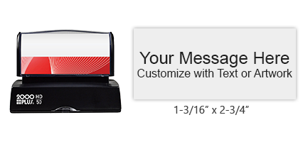 Personalize this 1-3/16" x 2-3/4" quick drying stamp w/ artwork and 6 lines of text in one of 3 ink colors! Impressions last long. Orders over $45 ship free!