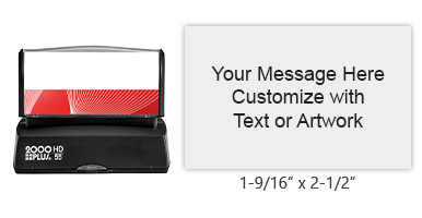 Add 9 lines of text or artwork in one of 3 ink colors to this 1-9/16" x 2-1/2" quick drying stamp! Long-lasting impressions. Orders over $45 ship free!