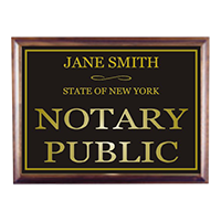 This custom notary sign is 6" x 8" and features customizable name and state. Available in 5 plate and 2 base colors. Orders over $60 ship free!