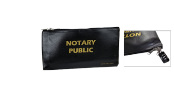 This vinyl Notary Zipper Bag is 6" x 12" in size and is great for holding notary supplies. Includes lockable zippered pulls, lock sold separately.