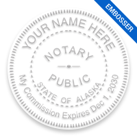 This notary public embosser for the state of Alaska meets state regulations, is fully customizable and includes expiration date. Orders over $75 ship free!