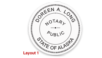 This notary stamp for the state of Alaska adheres to state regulations & provides quality impressions on all 6 mount choices. Orders over $60 ship free!
