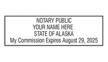Top quality self-inking Alaska notary stamp meets all state specifications, is fully customizable w/ 7 mount options. Free shipping on orders over $45!