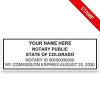 Top quality self-inking Colorado notary stamp ships in 1-2 days. Meets all state requirements and is fully customizable. Free shipping on orders over $75!