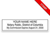 Top quality District of Columbia notary stamp ships in 1-2 days, meets all state requirements and is fully customizable. Free shipping on orders over $75!