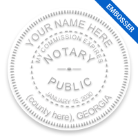 Select from 7 round seal embossers for Georgia Notaries. Customize with your name, county and expiration date. Orders over $75 ship free!