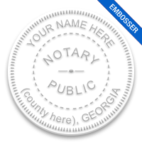 Select from 7 round seal embossers for Georgia Notaries. Customize with your name and county. Orders over $75 ship free!