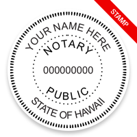 This notary public stamp for the state of Hawaii adheres to state regulations and provides top quality impressions. Orders over $75 ship free!