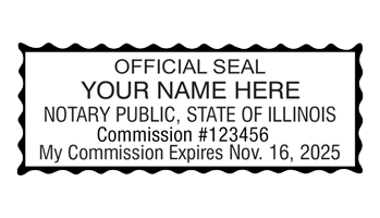 Top quality self-inking Illinois notary stamp ships in 1-2 days. Meets all state specifications and requirements. Free shipping on orders over $45!