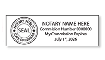 Top quality Indiana notary stamps ship in 1-2 days, meet all state specifications and are fully customizable. Free shipping on orders over $60!