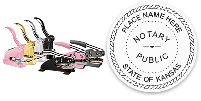 This notary public embosser for the state of Kansas adheres to state regulations, is fully customizable and provides a high quality embossed impressions.