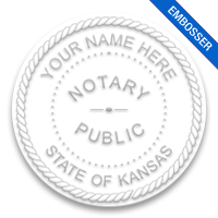 This notary public embosser for the state of Kansas adheres to state regulations, is fully customizable and provides a high quality embossed impressions.