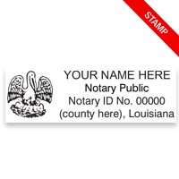 Louisiana notary stamps ship in 1-2 days, meet all state specifications, are fully customizable and available on 5 mounts. Free shipping on orders over $75!