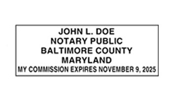 Maryland notary stamps ship in 1-2 days, meet all state specifications, are fully customizable and available on 9 mounts. Free shipping on orders over $60!