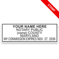 Maryland notary stamps ship in 1-2 days, meet all state specifications, are fully customizable and available on 9 mounts. Free shipping on orders over $75!