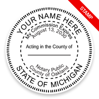 This notary public stamp for the state of Michigan adheres to state regulations and provides top quality impressions. Orders over $75 ship free!