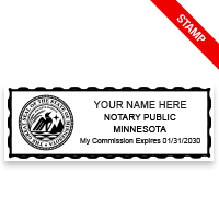 Minnesota notary stamps ship in 1-2 days, meet all state specifications, are fully customizable and available on 5 mounts. Free shipping on orders over $75!