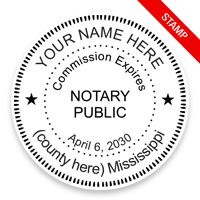 This notary public stamp for the state of Mississippi adheres to state regulations and provides top quality impressions. Orders over $75 ship free!