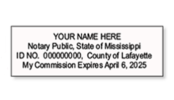 Mississippi notary stamps ship in 1-2 days, meet all state specifications, are fully customizable and available on 9 mounts. Free shipping on orders over $45!