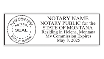 Montana notary stamps ship in 1-2 days, meet all state specifications, are fully customizable and available on 5 mounts. Free shipping on orders over $45!