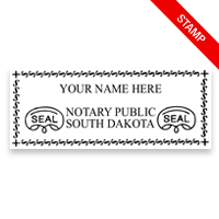 Top quality South Dakota notary stamp ships in 1-2 days, meets all state requirements and is available on 5 mount choices. Free shipping on orders over $75!