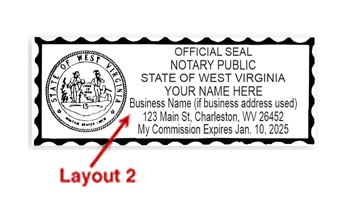 This top quality West Virginia notary stamp for business, meets all state requirements and is available on 7 mount choices. Free shipping on orders over $45!