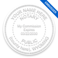 This notary public embosser for the state of Wyoming meets state regulations and provides top quality embossed impressions. Orders over $75 ship free!