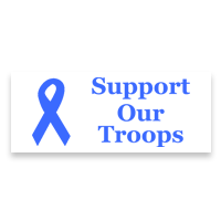 This Support Our Troops patriotic stamp has an impression size of 7/8" x 2-3/8" and is available in 11 ink colors. Orders over $75 ship free!