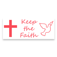 This patriotic stamp reads Keep the Faith with an impression size of 7/8" x 2-3/8" and is available in 11 ink colors. Orders over $75 ship free!