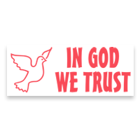 A dove adorns this IN GOD WE TRUST self-inking patriotic stamp that is 7/8" x 2-3/8" and available in your choice of 11 ink colors. Orders over $75 ship free!