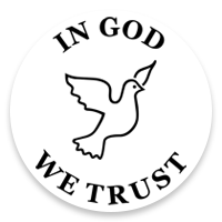 Choose one of 11 ink colors for this 1-5/8" diameter self-inking round stamp which reads IN GOD WE TRUST with a Dove design. Orders over $75 ship free!