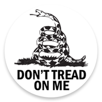 This DON'T TREAD ON ME self-inking round stamp w/ rattlesnake design is 1-5/8" diameter and features 11 vibrant ink color choices. Orders over $75 ship free!