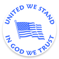 This UNITED WE STAND IN GOD WE TRUST self-inking round stamp features an American Flag & 1-5/8" diameter in one of 11 ink colors. Orders over $75 ship free!