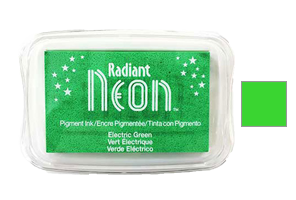 This 1-7/8" x 3" stamp ink pad comes in electric green and is great for adding vibrant color to your projects. Pigment based. Orders over $100 ship free!
