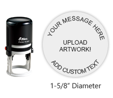 Customize this 1-5/8" round stamp with 6 lines of text or artwork in a choice of 11 ink colors! Great for monograms or logos. Ships in 1-2 business days!