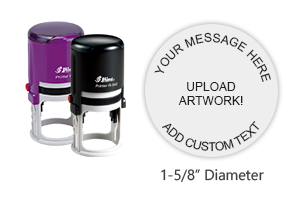 Customize this 1-5/8" round stamp with 6 lines of text or artwork in a choice of 11 ink colors! Great for monograms or logos. Ships in 1-2 business days!