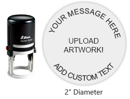Customize this 2" round stamp with 6 lines of text or artwork in a choice of 11 ink colors! Great for monograms or logos. Ships in 1-2 business days!