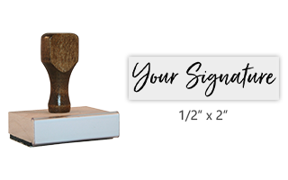 Don't write it, Stamp it! Customize this small hand stamp with your actual signature in a 1/2" x 2" size! Stamp pad not included. Orders ship free over $60.