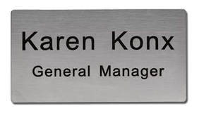 This 1-1/2" x 3" Engraved Name Badge Silver Metal can be customized up to 3 lines. Choose between 3 backings for the finished look. Orders over $45 ship free!