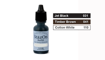 This StazOn Permanent refill ink comes in a choice of 3 ink colors. It dries in seconds & great for porous & non-porous surfaces. 1 bottle will refill 3-4 pads.