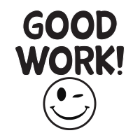 Good work wink smiley face self-inking rubber stamp available in 4 sizes and 11 different ink colors. Re-ink with Ideal ink. Free shipping on orders over $60!